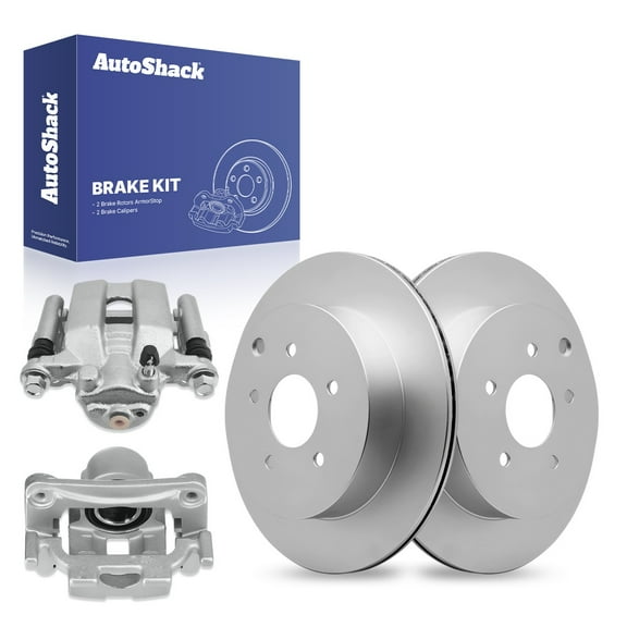 AutoShack Rear Brake Rotors Calipers | Replacement for INFINITI QX60 Q50 JX35 M37 Q60 M56 M35h Q70L Nissan Quest 2009-2023 Murano 2013-2020 Pathfinder AWD | Coated | 4-PC Brake Kit | ArmorStop