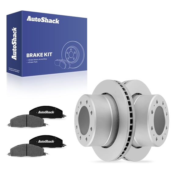 AutoShack Rear Brake Rotors & Ceramic Pads for Ram & Dodge, 2500 2011-2018 3500 2011-2018 Ram 2500 2009-2010, 4WD RWD L6 5.9L 6.7L V8 5.7L 6.4L - Coated - ArmorStop - 14.09" (358 mm), 8-Lug