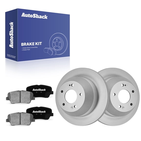 AutoShack Rear Brake Rotors & Ceramic Pads for Hyundai, Santa Fe XL 2013, AWD FWD V6 3.3L - Coated - ArmorStop - 11.89" (302 mm), 5-Lug