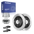 thumbnail image 1 of AutoShack Front Brake Rotors, Ceramic Pads & Calipers for Nissan, Armada 2006, 4WD RWD V8 5.6L - E-Coated Drilled & Slotted - ShadowGuard - 12.6" (320 mm), 6-Lug, 1 of 5