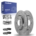 thumbnail image 1 of AutoShack Front Drilled & Slotted Brake Rotors Ceramic Brake Pads Calipers | Replacement for 2010-2013 Nissan Altima 2.5L 3.5L V6 FWD | Zinc Coated | 8-PC Brake Kit | SilverShield Pro, 1 of 4