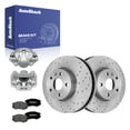 thumbnail image 1 of AutoShack Front Brake Rotors, Ceramic Pads & Calipers for Chevrolet, Equinox 2010-2017, AWD FWD L4 2.4L V6 3.0L 3.6L - Silver Zinc Coated Drilled & Slotted - SilverShield Pro - 12.64" (321 mm), 5-Lug, 1 of 5