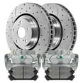 thumbnail image 1 of AutoShack Front Drilled & Slotted Brake Rotors Ceramic Brake Pads Calipers | Replacement for Lexus RX350 NX200t RX450h NX300h Toyota Highlander | Zinc Coated | 8-PC Brake Kit | SilverShield Pro, 1 of 5