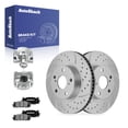 thumbnail image 1 of AutoShack Front Brake Rotors, Ceramic Pads & Calipers for Toyota, Camry 2007-2017, FWD L4 2.4L 2.5L V6 3.5L - Silver Zinc Coated Drilled & Slotted - SilverShield Pro - 11.65" (296 mm), 5-Lug, 1 of 5