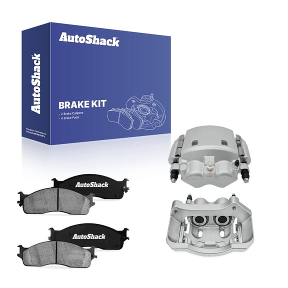 AutoShack Front Brake Calipers & Ceramic Brake Pads for Dodge, Ram 2500 2003-2008 Ram 1500 2006-2008, 4WD RWD L6 5.9L 6.7L V6 3.7L V8 4.7L 5.7L V10 8.0L