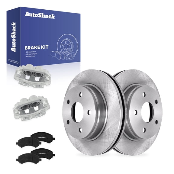 AutoShack Front Brake Rotors, Ceramic Pads & Calipers for Ram & Chrysler, 1500 2011-2018 1500 Classic 2019-2023 Aspen 2007-2009, 4WD RWD V6 3.0L 3.6L 3.7L V8 4.7L 5.7L - 13.22" (335.9 mm), 5-Lug