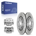 thumbnail image 1 of AutoShack Front Drilled & Slotted Brake Rotors Calipers | Replacement for 2010-2019 Toyota Highlander 2011-2020 Sienna 2010-2015 Lexus RX350 FWD | Zinc Coated | 4-PC Brake Kit | SilverShield Pro, 1 of 6