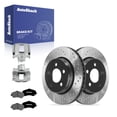 thumbnail image 1 of AutoShack Front Vented Drilled & Slotted E-Coated Brake Rotor + Premium Ceramic Pad + Caliper 8-PC Brake Kit Replacement for 2008-2012 Jeep Liberty 2007-2011 Dodge Nitro ShadowGuard 11.89" (302 mm), 1 of 5