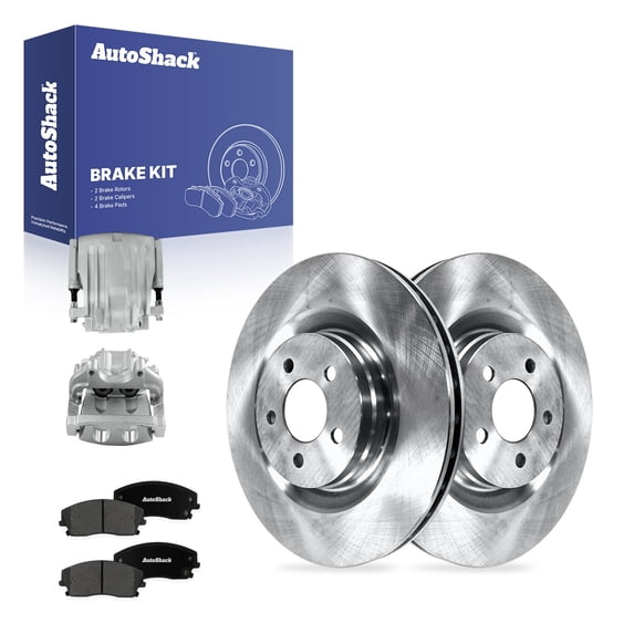 AutoShack Front Vented Brake Rotors + Premium Ceramic Pads + Calipers 8-PC Brake Kit Replacement for 2021 Dodge Challenger 2021 Chrysler 300 14.17" (360 mm)