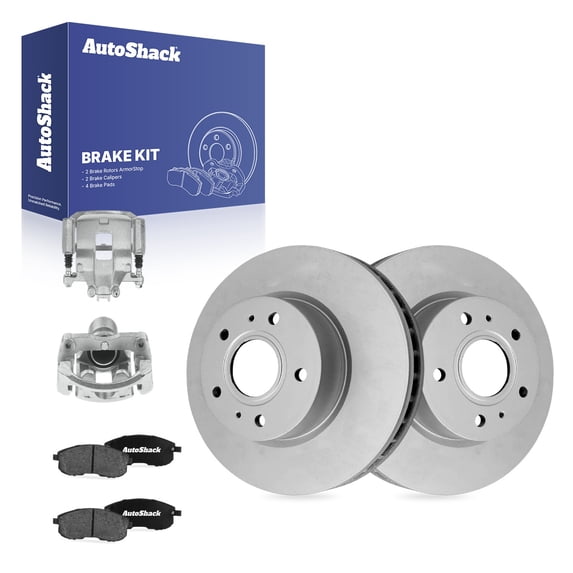 AutoShack Front Brake Rotors, Ceramic Pads & Calipers for Suzuki, SX4 2007-2013, AWD FWD L4 2.0L - Coated - ArmorStop - 11.02" (279.8 mm), 5-Lug