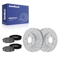 thumbnail image 1 of AutoShack Front Vented Drilled & Slotted Coated Brake Rotors Silver Matte Finish + Ceramic Pads 6-PC Brake Kit Replacement for 2009-2012 Hyundai Elantra TurboGuard 11.02" (280 mm), 1 of 5