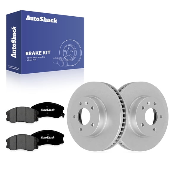 AutoShack Front Brake Rotors & Premium Pads for Chevrolet, Equinox 2007-2009 Captiva Sport 2012-2015, FWD AWD L4 2.4L V6 3.0L 3.4L 3.6L - Coated - ArmorStop - 11.65" (296 mm), 5-Lug