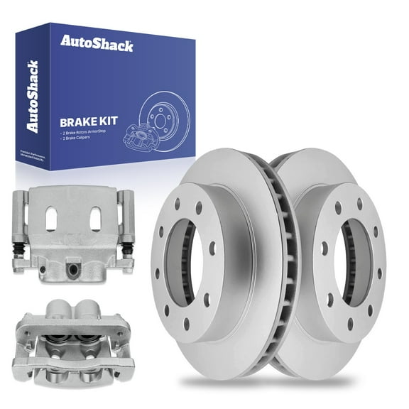 AutoShack 12.78" (324.7 mm) Front Vented Brake Rotors Coated + Calipers | Replacement for 2005-2007 Chevrolet Silverado 1500 2007 Chevrolet Silverado 1500 Classic | 4-PC Brake Kit | ArmorStop