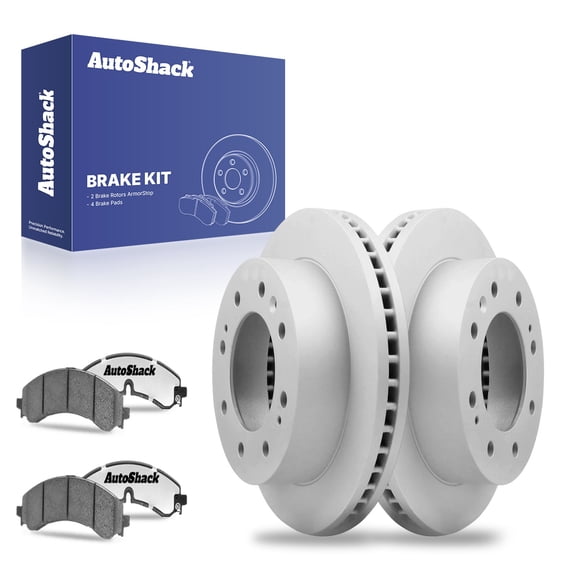 AutoShack 13.98" (355 mm) Front Vented Brake Rotors Coated + Ceramic Brake Pads | Replacement for 2020-2025 Chevrolet Silverado 2500 HD 2020-2025 GMC Sierra 2500 HD | 6-PC Brake Kit | ArmorStop