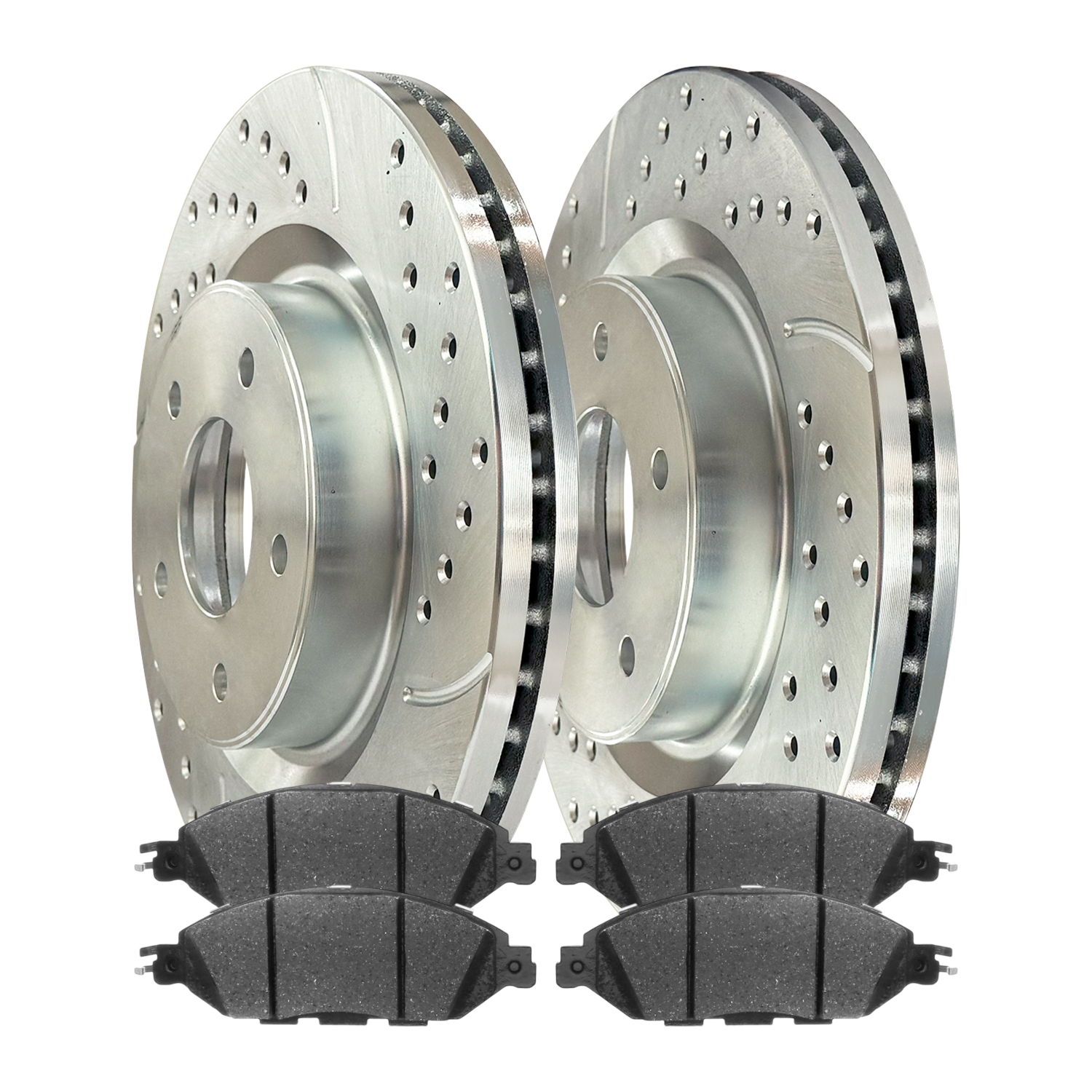AutoShack Front Brake Kit Replacement for INFINITI QX60 JX35 Nissan Murano 2013-2020 Pathfinder V6 Drilled & Slotted Zinc Coated Disc Brake Rotors Ceramic Brakes Pads  12.6" (320mm) BRK010342611