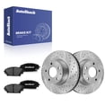 thumbnail image 1 of AutoShack Front Vented Drilled & Slotted Silver Zinc Coated Brake Rotors + Premium Ceramic Pads 6-PC Brake Kit Replacement for 2014-2018 Mazda 3 2016-2022 Mazda CX-3 SilverShield Pro 11.61" (295 mm), 1 of 5