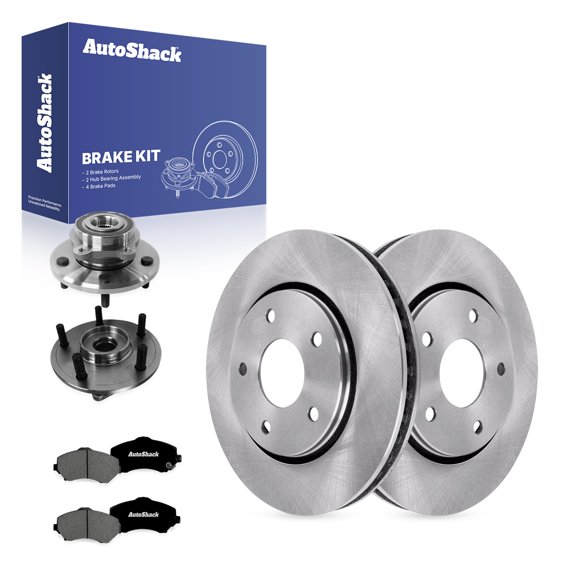 AutoShack Front Vented Brake Rotors + Premium Ceramic Pads + Hub Bearing Assembly 8-PC Brake Kit Replacement for 2009-2011 Dodge Journey 11.89" (302 mm)