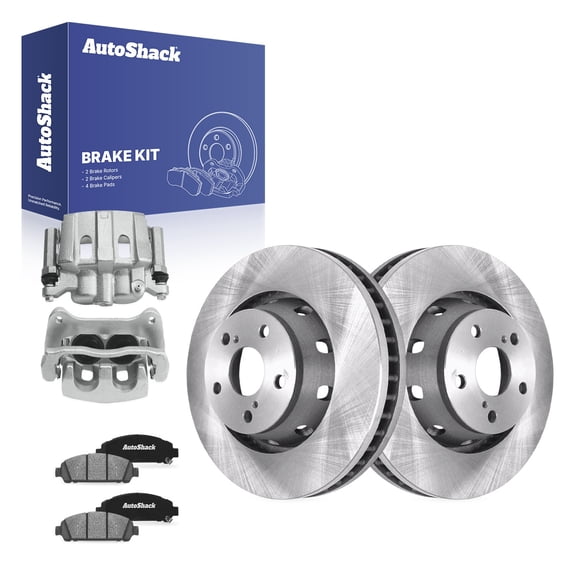 AutoShack Front Brake Rotors Ceramic Brake Pads Calipers | Replacement for 2009-2016 Toyota Venza 2.7L 3.5L V6 AWD FWD | 8-PC Brake Kit