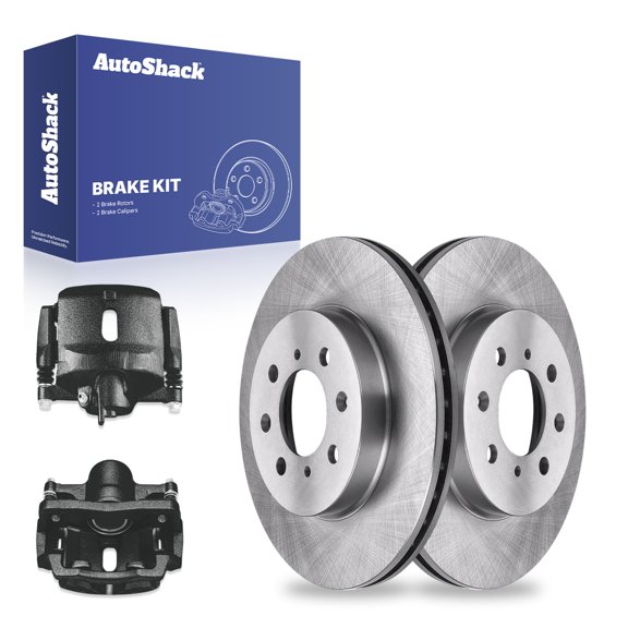 AutoShack 10.31" (262 mm) Front Vented Brake Rotors + Calipers Black | Replacement for 2010-2014 Honda Insight 1996-2005 Honda Civic 1997-2000 Acura EL | 4-PC Brake Kit