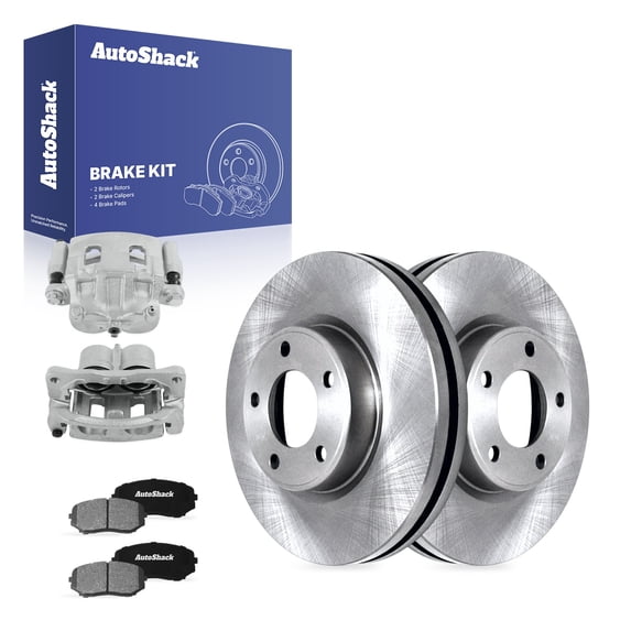 AutoShack Front Brake Rotors, Ceramic Pads & Calipers for Lincoln & Ford, MKX 2007-2009 Edge 2009, FWD AWD V6 3.5L - 11.65" (296 mm), 5-Lug