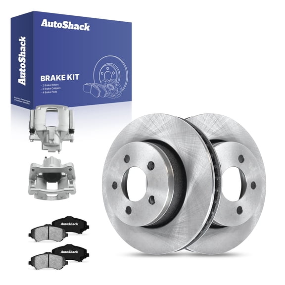AutoShack Front Brake Rotors, Ceramic Pads & Calipers for Dodge, Nitro 2011, 4WD RWD V6 3.7L 4.0L - 11.89" (302 mm), 5-Lug