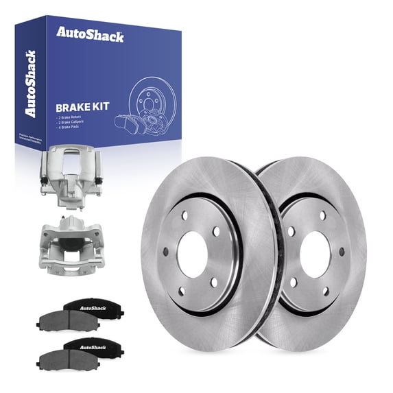 AutoShack Front Brake Rotors, Ceramic Pads & Calipers for Chrysler, Town & Country 2015-2016, FWD V6 3.6L - 11.89" (302 mm), 5-Lug