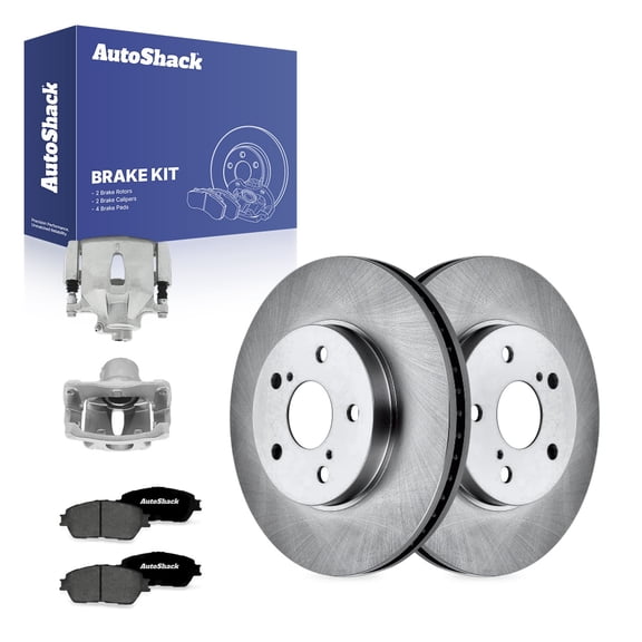 AutoShack Front Brake Rotors, Premium Pads & Calipers for Toyota, Sienna 2004-2010 Camry 2005-2006 Avalon 2005-2007 Solara 2004-2008, FWD AWD L4 2.4L V6 3.0L 3.3L 3.5L - 11.65" (296 mm), 5-Lug