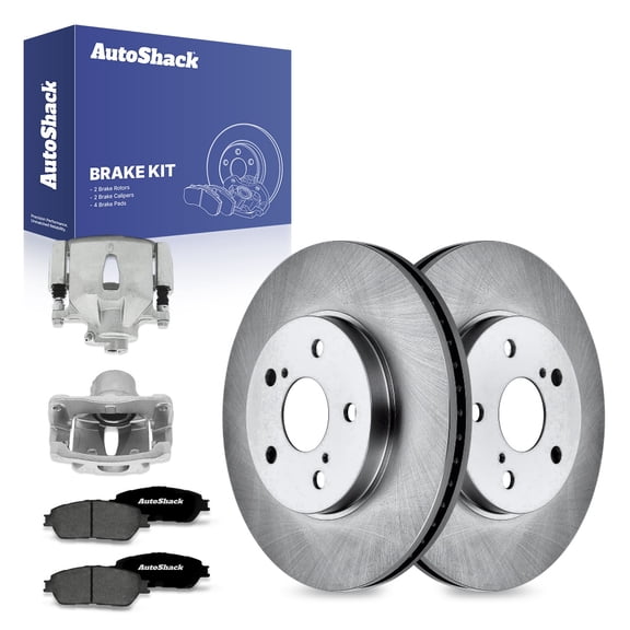 AutoShack Front Brake Rotors Premium Ceramic Brake Pads Calipers | Replacement for 2004-2008 Toyota Solara 2004-2010 Sienna 2005-2006 Camry 2005-2007 Avalon 3.3L 3.5L V6 AWD FWD | 8-PC Brake Kit