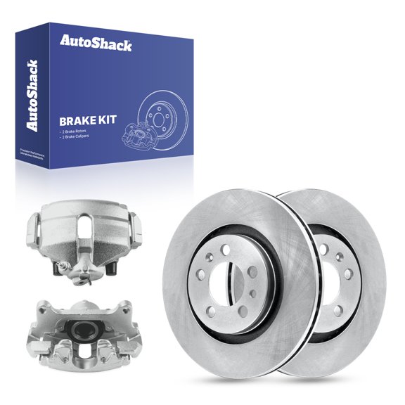 AutoShack Front Vented Brake Rotors + Calipers 4-PC Brake Kit Replacement for 2006-2010 Volkswagen Jetta 2004 Audi A3 Quattro 11.02" (280 mm)