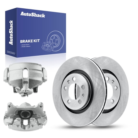 AutoShack 11.02" (280 mm) Front Vented Brake Rotors + Calipers | Replacement for 2004 Audi A3 Quattro 2006 Volkswagen Jetta | 4-PC Brake Kit