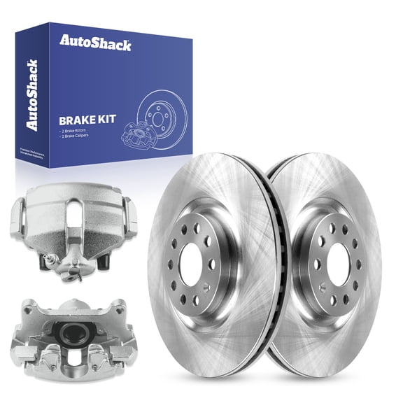 AutoShack 13.39" (340 mm) Front Vented Brake Rotors + Calipers | Replacement for 2009-2017 Volkswagen CC 2010 Volkswagen Passat | 4-PC Brake Kit