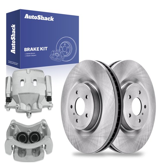 AutoShack 13.96" (354.6 mm) Front Vented Brake Rotors + Calipers | Replacement for 2019 INFINITI Q60 | 4-PC Brake Kit