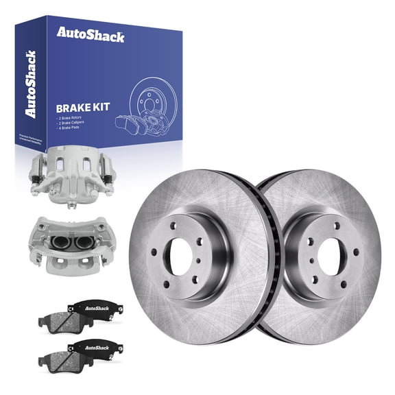 AutoShack Front Brake Rotors, Ceramic Pads & Calipers for INFINITI, G37 2009-2010, AWD V6 3.7L - 12.58" (319.6 mm), 5-Lug