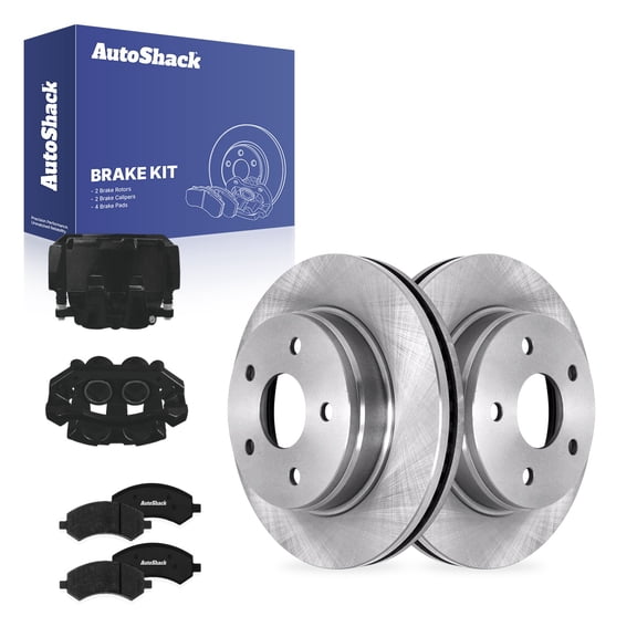 AutoShack Front Brake Rotors, Ceramic Pads & Black Calipers for Ram, 1500 2011-2018 1500 Classic 2019-2023, 4WD RWD V6 3.0L 3.6L 3.7L V8 4.7L 5.7L - 13.22" (335.9 mm), 5-Lug