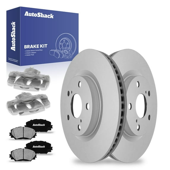 AutoShack Front Brake Rotors Ceramic Brake Pads Calipers | Replacement for 2009-2018 Toyota RAV4 2.5L 3.5L V6 4WD AWD FWD | Coated | 8-PC Brake Kit | ArmorStop
