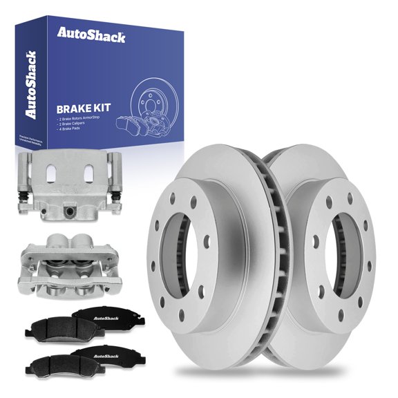 AutoShack Front Brake Rotors Ceramic Brake Pads Calipers | Replacement for GMC Sierra 1500 Classic Chevrolet Silverado 1500 Classic 2005-2007 Silverado 1500 | Coated | 8-PC Brake Kit | ArmorStop