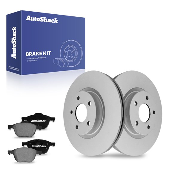 AutoShack 11.81" (300 mm) Front Vented Brake Rotors Coated + Ceramic Brake Pads | Replacement for 2013-2017 Ford C-Max | 6-PC Brake Kit | ArmorStop