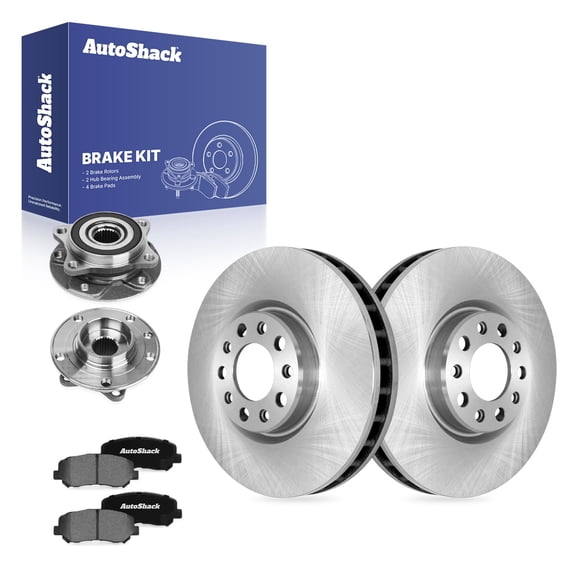 AutoShack Front Brake Rotors, Ceramic Pads & Hub Bearing Assemblies for Chrysler & Dodge, 200 2015-2017 Dart 2013-2016, AWD FWD L4 1.4L 2.0L 2.4L V6 3.6L - 12.01" (305 mm), 5-Lug