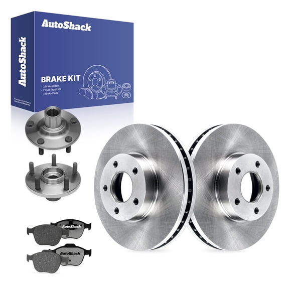 AutoShack Front Brake Rotors, Ceramic Pads & Hub Repair Kit for Ford, Transit Connect 2010-2013, FWD L4 2.0L - 10.94" (278 mm), 5-Lug