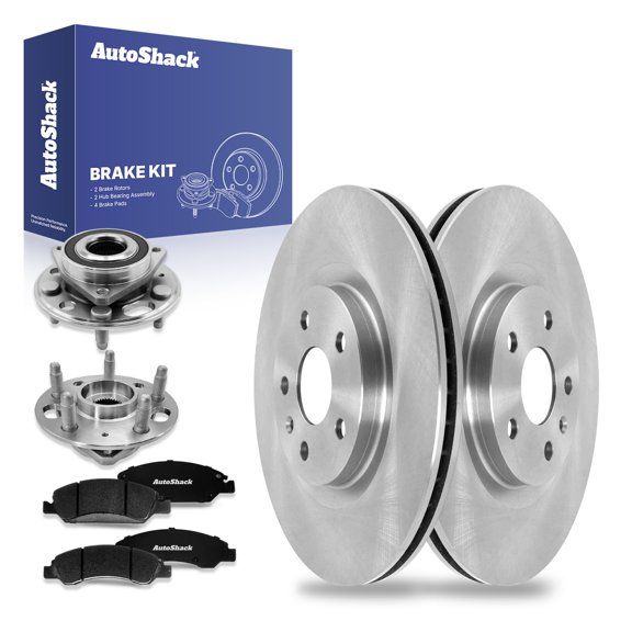 AutoShack Front Brake Rotors Ceramic Brake Pads Wheel Bearing Hub Assembly | Replacement for 2013-2016 Cadillac XTS 3.6L V6 AWD FWD | 8-PC Brake Kit