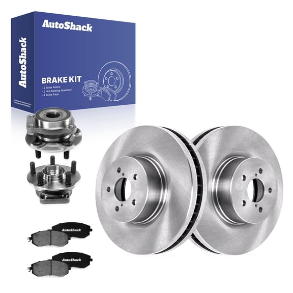 AutoShack Front Brake Rotors, Ceramic Pads & Hub Bearing Assemblies for Subaru, Forester 2017-2018, AWD H4 2.5L - 12.43" (315.8 mm), 5-Lug