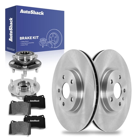 AutoShack Front Brake Rotors Ceramic Brake Pads Wheel Bearing Hub Assembly | Replacement for 2018-2019 Cadillac XTS 3.6L V6 AWD FWD | 8-PC Brake Kit