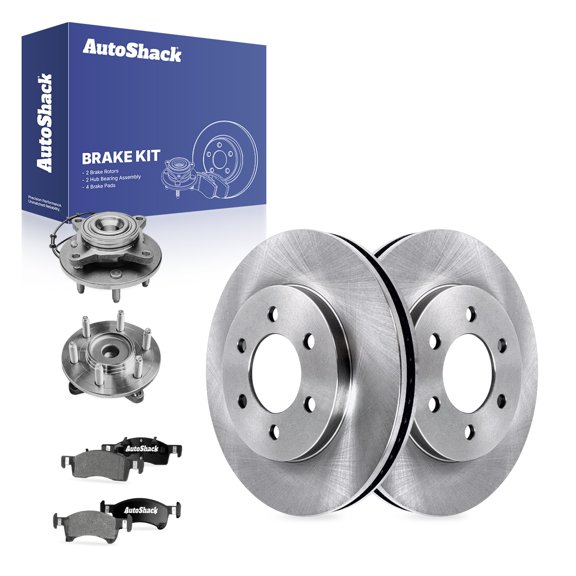 AutoShack Front Brake Rotors, Ceramic Pads & Hub Bearing Assemblies for Ford & Lincoln, Expedition 2003-2006 Navigator 2003-2006, RWD V8 4.6L 5.4L - 12.99" (329.9 mm), 6-Lug