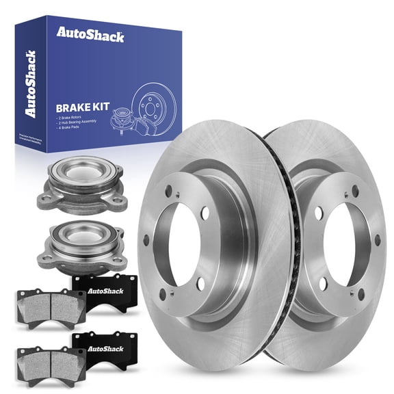 AutoShack Front Brake Rotors Ceramic Brake Pads Wheel Bearing Hub Assembly | Replacement for 2016-2019 Lexus LX570 2016-2019 Toyota Land Cruiser 5.7L V8 4WD AWD | 8-PC Brake Kit