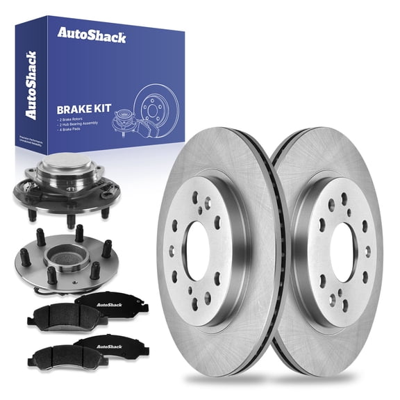 AutoShack Front Brake Rotors Ceramic Brake Pads Wheel Bearing Hub Assembly | Replacement for Chevrolet Express 1500 Silverado 1500 Classic GMC Savana 1500 Sierra 1500 Classic V6 | 8-PC Brake Kit