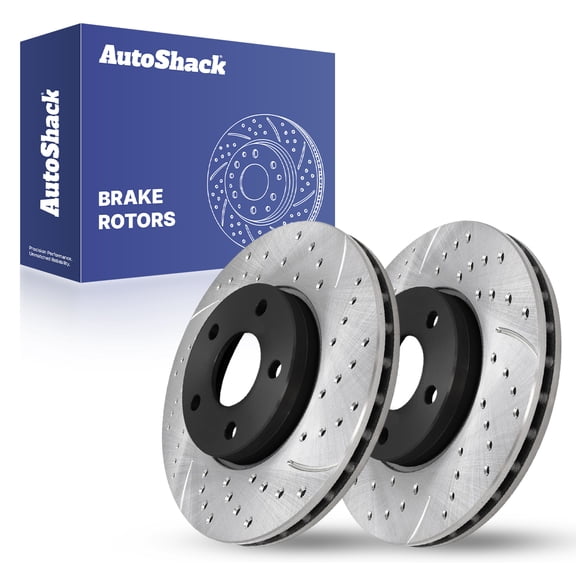 AutoShack Front Brake Rotors for Ford, Focus 2012-2018 C-Max 2013-2018, FWD L3 1.0L L4 2.0L - E-Coated Drilled & Slotted - ShadowGuard - 10.95" (278.1 mm), 5-Lug