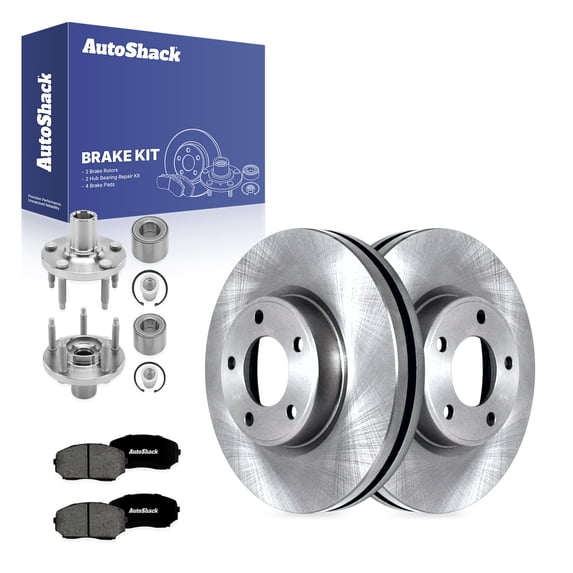 AutoShack Front Brake Rotors, Premium Pads & Hub Repair Kit for Ford & Lincoln, Edge 2007-2009 MKX 2007-2009, FWD AWD V6 3.5L - 11.65" (296 mm), 5-Lug