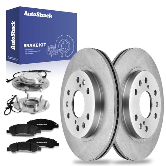 AutoShack Front Brake Rotors Premium Ceramic Brake Pads Wheel Bearing Hub Assembly | Replacement for GMC Sierra 1500 Classic Chevrolet Express 1500 2007 Silverado 1500 Classic | 8-PC Brake Kit
