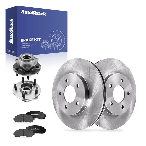 AutoShack Front Brake Rotors, Premium Pads & Hub Bearing Assemblies for Saturn & Chevrolet, Vue 2002-2007 Equinox 2005, AWD FWD L4 2.2L V6 3.0L 3.4L 3.5L - 11.65" (296 mm), 5-Lug