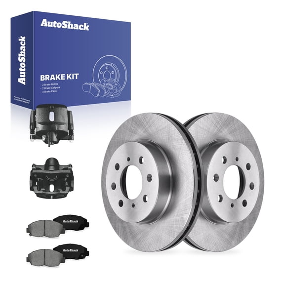 AutoShack Front Brake Rotors, Premium Pads & Black Calipers for Honda & Acura, Civic 1996-2005 Insight 2010-2014 EL 1997-2000, FWD L4 1.3L 1.6L 1.7L 2.0L - 10.3" (261.5 mm), 4-Lug